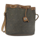 Christian Dior Honeycomb Canvas Shoulder Bag PVC Black Gold Auth BA5823-1