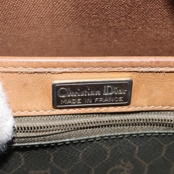 Christian Dior Honeycomb Canvas Shoulder Bag PVC Black Gold Auth BA5823