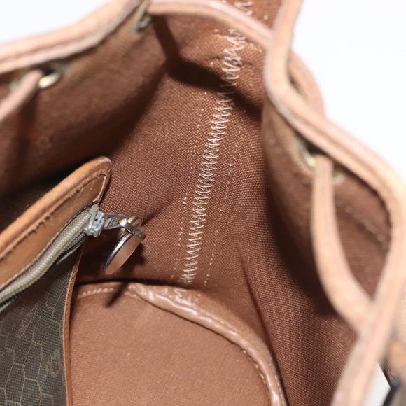 Christian Dior Honeycomb Canvas Shoulder Bag PVC Black Gold Auth BA5823