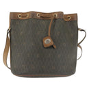 Christian Dior Honeycomb Canvas Shoulder Bag PVC Black Gold Auth BA5823-2