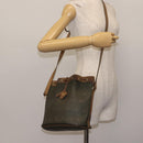 Christian Dior Honeycomb Canvas Shoulder Bag PVC Black Gold Auth BA5823-22