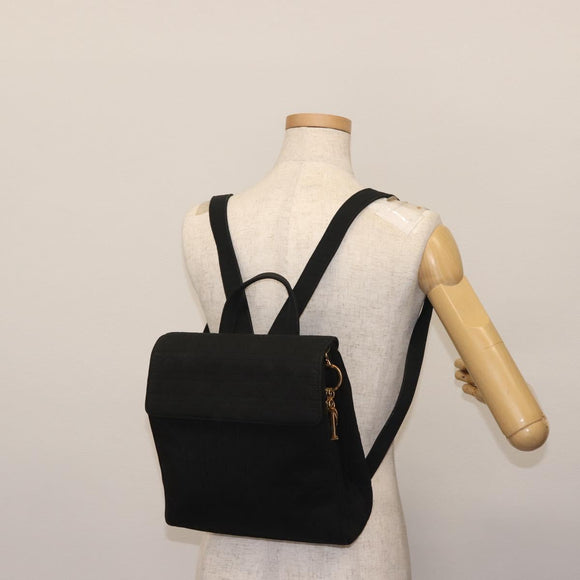 Christian Dior Canage Backpack Nylon Black Gold Auth BA5824
