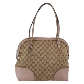 GUCCI GG Canvas Shoulder Bag Beige Gold 323673 Auth BA5827