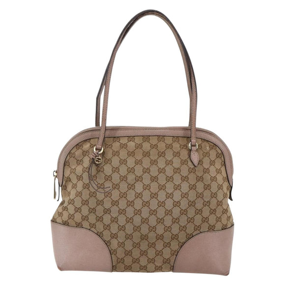 GUCCI GG Canvas Shoulder Bag Beige Gold 323673 Auth BA5827