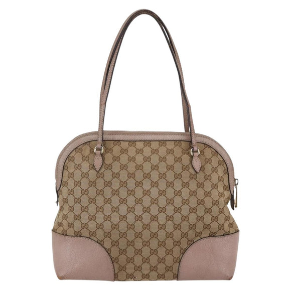 GUCCI GG Canvas Shoulder Bag Beige Gold 323673 Auth BA5827