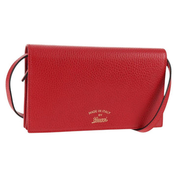 GUCCI Shoulder Wallet Swing Leather Red Gold 368231 534563 Auth BA5829V