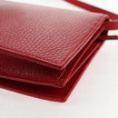 GUCCI Shoulder Wallet Swing Leather Red Gold 368231 534563 Auth BA5829V-14