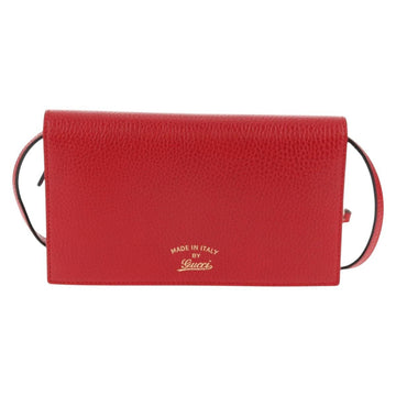 GUCCI Shoulder Wallet Swing Leather Red Gold 368231 534563 Auth BA5829V - 0