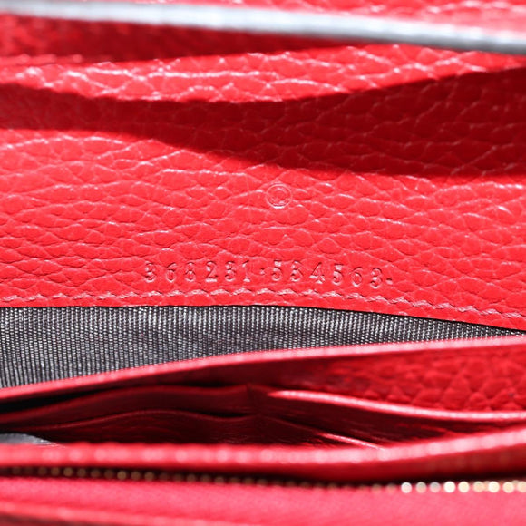 GUCCI Shoulder Wallet Swing Leather Red Gold 368231 534563 Auth BA5829V