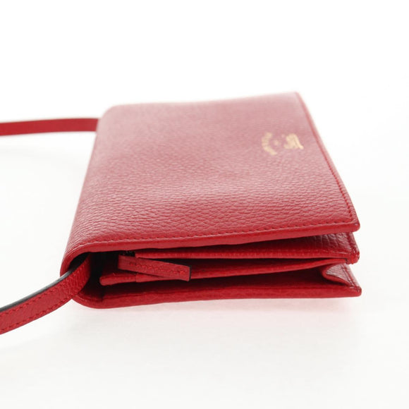 GUCCI Shoulder Wallet Swing Leather Red Gold 368231 534563 Auth BA5829V