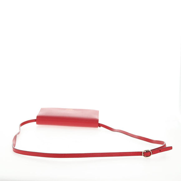 GUCCI Shoulder Wallet Swing Leather Red Gold 368231 534563 Auth BA5829V