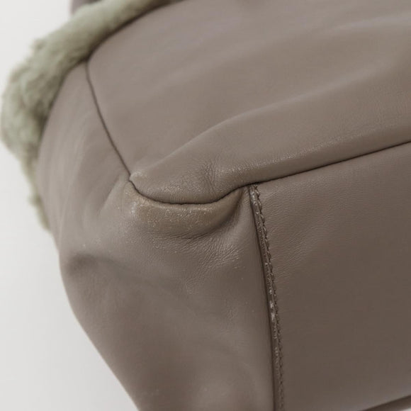 Salvatore Ferragamo Vala Hand Bag Leather Beige Gold Auth BA5832