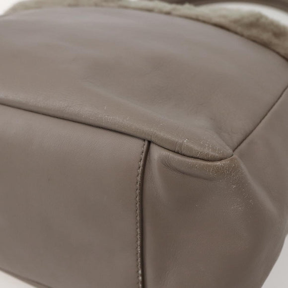 Salvatore Ferragamo Vala Hand Bag Leather Beige Gold Auth BA5832