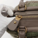 Salvatore Ferragamo Vala Hand Bag Leather Beige Gold Auth BA5832-14