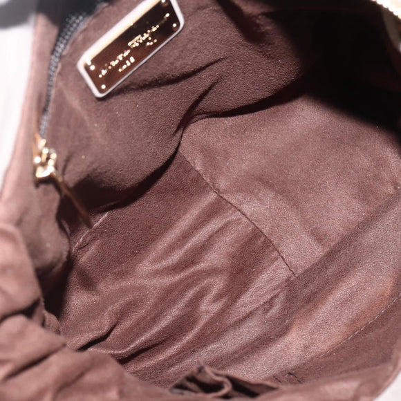 Salvatore Ferragamo Vala Hand Bag Leather Beige Gold Auth BA5832