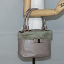 Salvatore Ferragamo Vala Hand Bag Leather Beige Gold Auth BA5832-21
