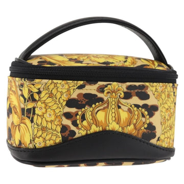 Gianni Versace Vanity Cosmetic Pouch PVC Leather Yellow Gold Auth BA5833