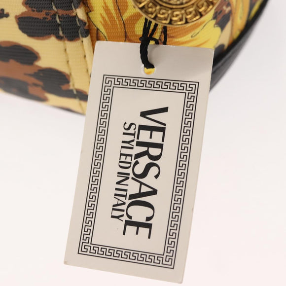 Gianni Versace Vanity Cosmetic Pouch PVC Leather Yellow Gold Auth BA5833