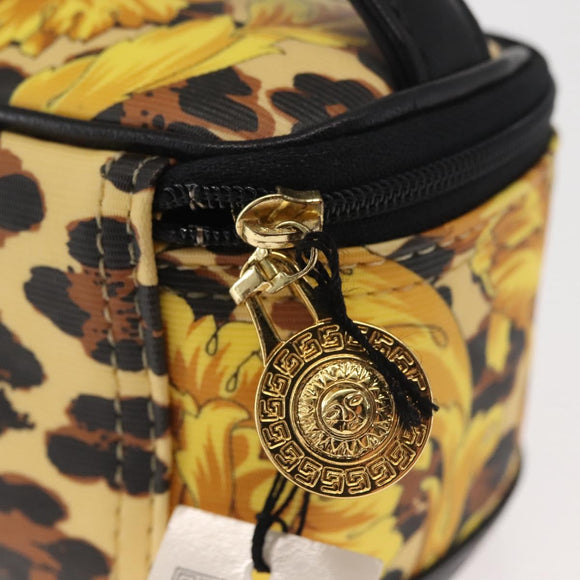 Gianni Versace Vanity Cosmetic Pouch PVC Leather Yellow Gold Auth BA5833