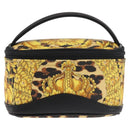Gianni Versace Vanity Cosmetic Pouch PVC Leather Yellow Gold Auth BA5833-2