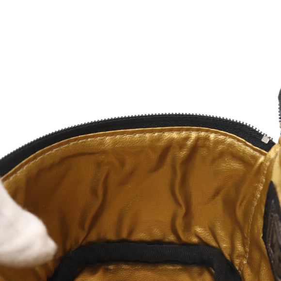 Gianni Versace Vanity Cosmetic Pouch PVC Leather Yellow Gold Auth BA5833