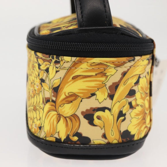 Gianni Versace Vanity Cosmetic Pouch PVC Leather Yellow Gold Auth BA5833