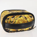 Gianni Versace Vanity Cosmetic Pouch PVC Leather Yellow Gold Auth BA5833-6