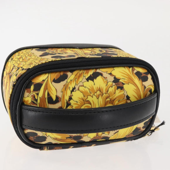Gianni Versace Vanity Cosmetic Pouch PVC Leather Yellow Gold Auth BA5833