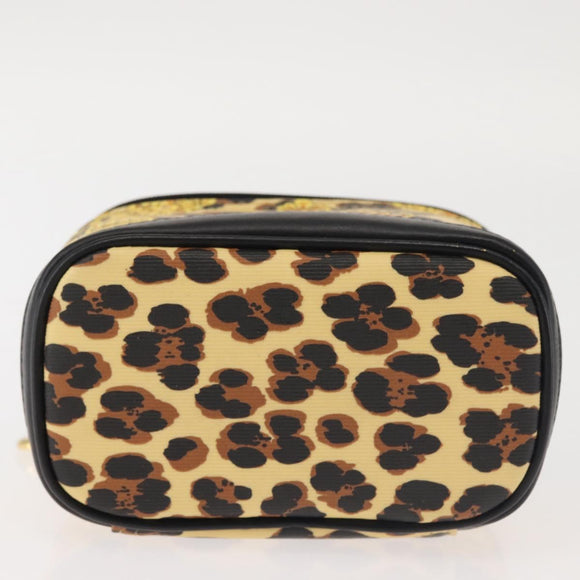 Gianni Versace Vanity Cosmetic Pouch PVC Leather Yellow Gold Auth BA5833