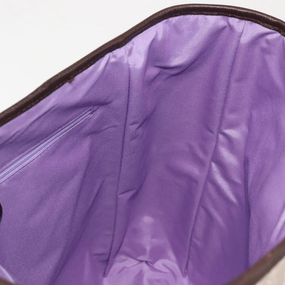 BVLGARI Logo Mania Tote Bag Canvas Beige Silver Auth BA5834