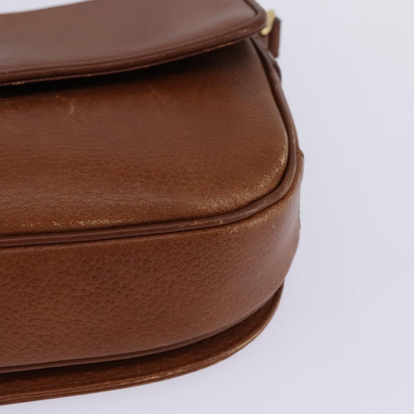 Burberrys Shoulder Bag Leather Brown Gold Auth BA5835