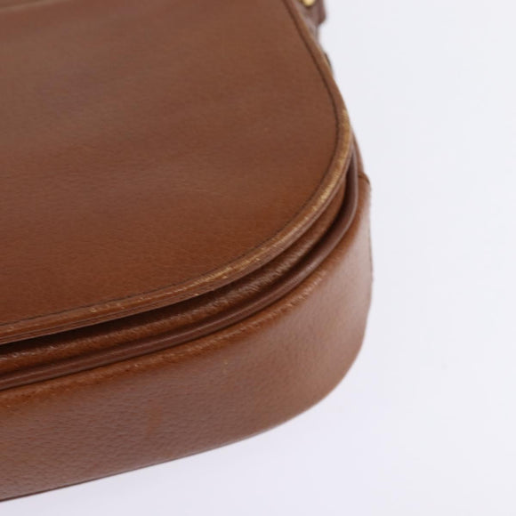 Burberrys Shoulder Bag Leather Brown Gold Auth BA5835