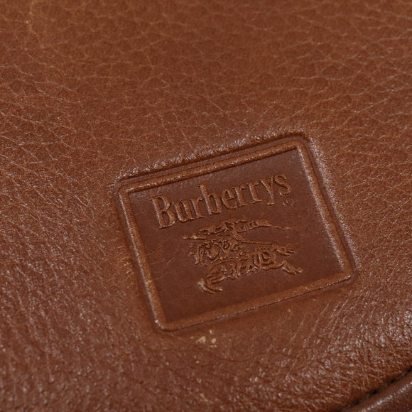 Burberrys Shoulder Bag Leather Brown Gold Auth BA5835