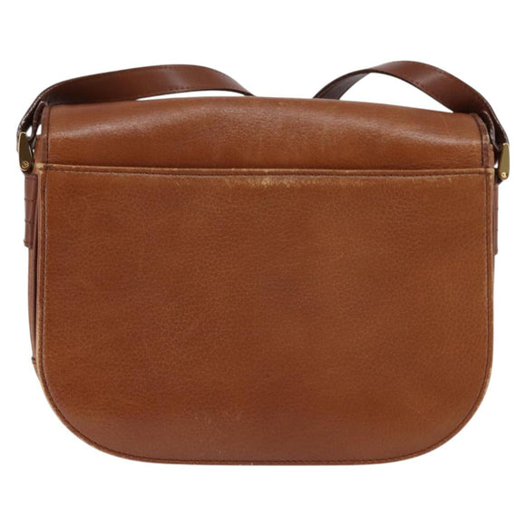 Burberrys Shoulder Bag Leather Brown Gold Auth BA5835