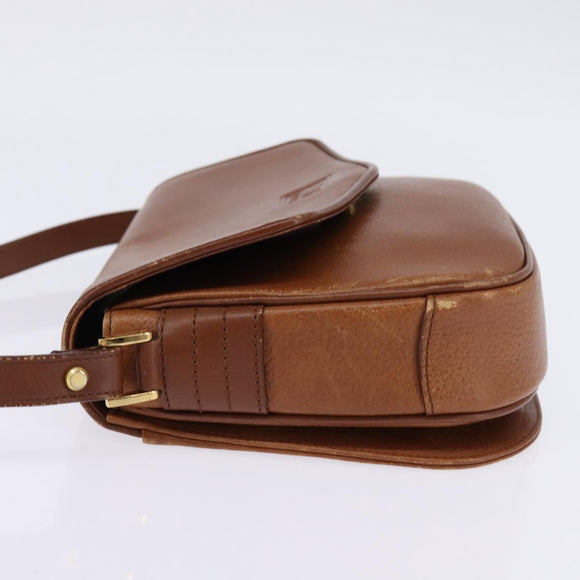 Burberrys Shoulder Bag Leather Brown Gold Auth BA5835