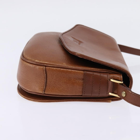 Burberrys Shoulder Bag Leather Brown Gold Auth BA5835