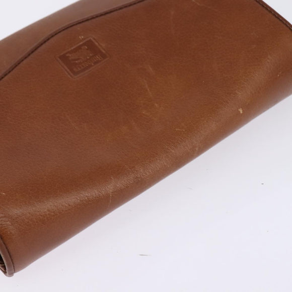 Burberrys Shoulder Bag Leather Brown Gold Auth BA5835