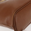 Burberrys Tote Bag Leather Brown Gold Auth BA5836-9