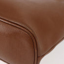 Burberrys Tote Bag Leather Brown Gold Auth BA5836-14