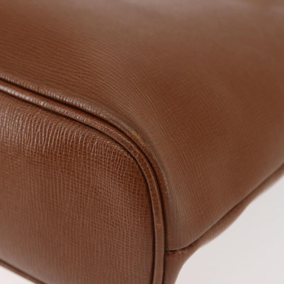 Burberrys Tote Bag Leather Brown Gold Auth BA5836