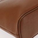 Burberrys Tote Bag Leather Brown Gold Auth BA5836-15