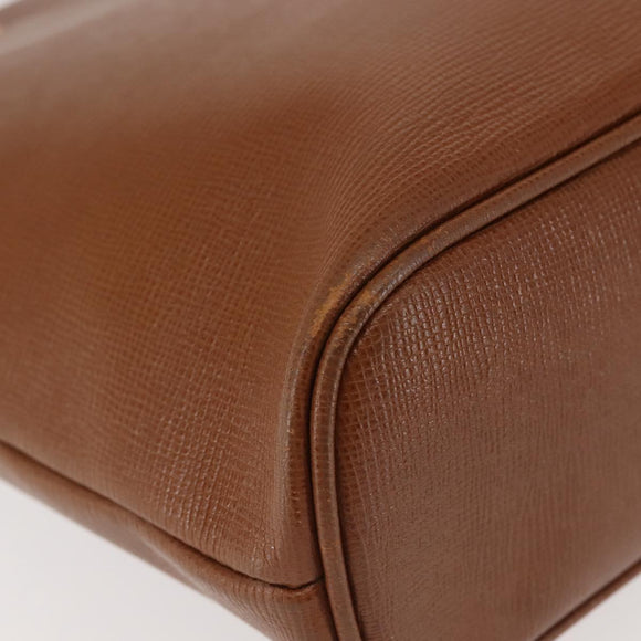 Burberrys Tote Bag Leather Brown Gold Auth BA5836