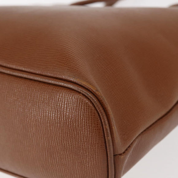 Burberrys Tote Bag Leather Brown Gold Auth BA5836