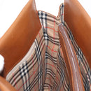 Burberrys Tote Bag Leather Brown Gold Auth BA5836-17