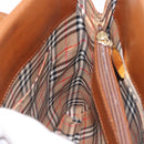 Burberrys Tote Bag Leather Brown Gold Auth BA5836-20