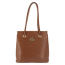 Burberrys Tote Bag Leather Brown Gold Auth BA5836-13
