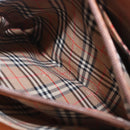 Burberrys Tote Bag Leather Brown Gold Auth BA5836-12