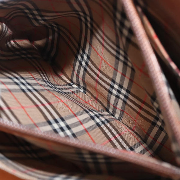 Burberrys Tote Bag Leather Brown Gold Auth BA5836