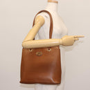 Burberrys Tote Bag Leather Brown Gold Auth BA5836-22