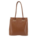 Burberrys Tote Bag Leather Brown Gold Auth BA5836-2